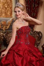 Strapless Floor Length Wine Red Bubble Quinceanera Gown