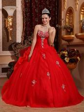 Appliqued Corset Back Scarlet Girls Birthday Quinceanera Dress