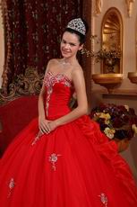 Appliqued Corset Back Scarlet Girls Birthday Quinceanera Dress