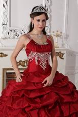 Straps Scoop Neck Wine Red Sweet 16 Party Gowns In Wine Red