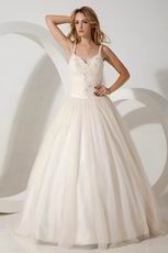 Wonderful Spaghetti Straps Appliques Sequin Western Wedding Dress