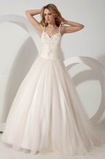 Wonderful Spaghetti Straps Appliques Sequin Western Wedding Dress