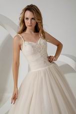 Wonderful Spaghetti Straps Appliques Sequin Western Wedding Dress