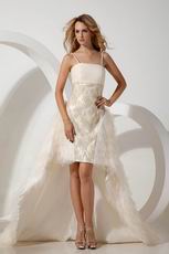 Spaghetti Straps Asymmetrical Layers Champagne Wedding Gowns