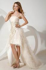 Spaghetti Straps Asymmetrical Layers Champagne Wedding Gowns