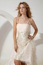 Spaghetti Straps Asymmetrical Layers Champagne Wedding Gowns