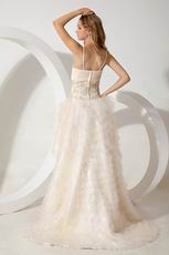 Spaghetti Straps Asymmetrical Layers Champagne Wedding Gowns