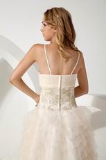 Spaghetti Straps Asymmetrical Layers Champagne Wedding Gowns