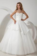 Luxurious Crystal Emberllish Floor Length Lace Wedding Dress Puffy