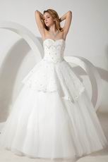 Luxurious Crystal Emberllish Floor Length Lace Wedding Dress Puffy