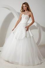 Luxurious Crystal Emberllish Floor Length Lace Wedding Dress Puffy