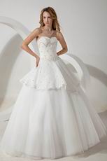 Luxurious Crystal Emberllish Floor Length Lace Wedding Dress Puffy