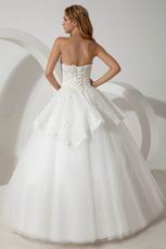 Luxurious Crystal Emberllish Floor Length Lace Wedding Dress Puffy
