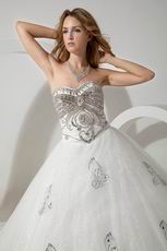 Luxurious Crystals Basque Corset Cathedral Train Wedding Dresses