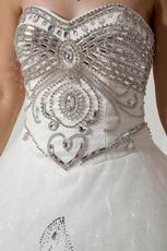 Luxurious Crystals Basque Corset Cathedral Train Wedding Dresses