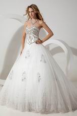 Luxurious Crystals Basque Corset Cathedral Train Wedding Dresses