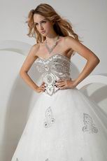 Luxurious Crystals Basque Corset Cathedral Train Wedding Dresses