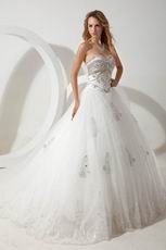 Luxurious Crystals Basque Corset Cathedral Train Wedding Dresses