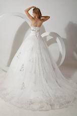 Luxurious Crystals Basque Corset Cathedral Train Wedding Dresses