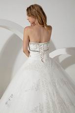 Luxurious Crystals Basque Corset Cathedral Train Wedding Dresses