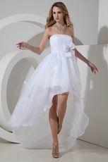 Informal Strapless High Low White Organza Beach Wedding Dress