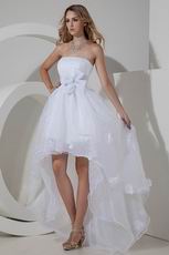 Informal Strapless High Low White Organza Beach Wedding Dress