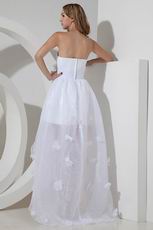 Informal Strapless High Low White Organza Beach Wedding Dress