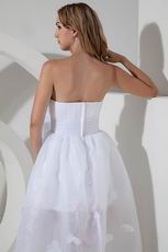 Informal Strapless High Low White Organza Beach Wedding Dress