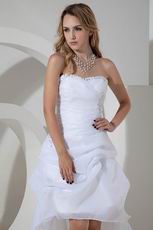 Hot Sell Low Front Long Back White Organza Beach Wedding Dresses