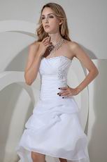 Hot Sell Low Front Long Back White Organza Beach Wedding Dresses