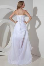 Hot Sell Low Front Long Back White Organza Beach Wedding Dresses