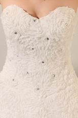 Rolled Fabric Flowers Basque Waist Ivory Bridal Dress Sample Sale