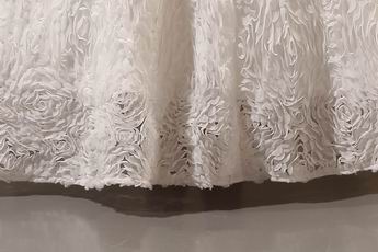 Rolled Fabric Flowers Basque Waist Ivory Bridal Dress Sample Sale
