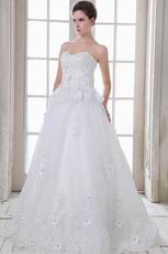 Beautiful Sweetheart Appliqued Edge White Wedding Dress Online