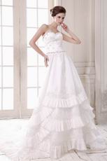 Gorgeous Crystals Appliqued Layers Skirt High Street Wedding Dress