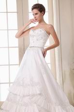 Gorgeous Crystals Appliqued Layers Skirt High Street Wedding Dress