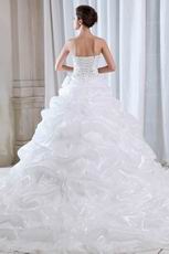 Pretty Appliqued Layers Cascade Cathedral Skirt Wedding Dress