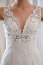 Gleamy Straps Appliqued Layers Cascade Mermaid Bridal Dress