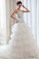 Brand New Strapless Layers Puffy Skirt Ivory Chapel Wedding Gown