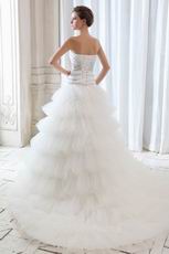 Brand New Strapless Layers Puffy Skirt Ivory Chapel Wedding Gown