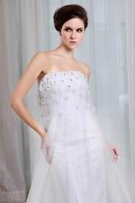 Lace Appliqued Bottom Outdoor Wedding Dress Covered With Net