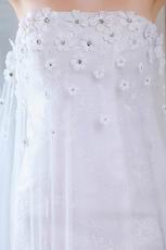 Lace Appliqued Bottom Outdoor Wedding Dress Covered With Net