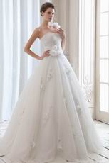 Elegant One Shoulder Straps Inexpensive Wedding Dress Puffy