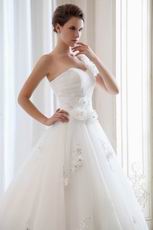 Elegant One Shoulder Straps Inexpensive Wedding Dress Puffy