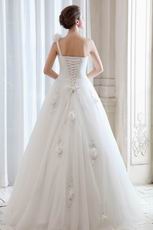 Elegant One Shoulder Straps Inexpensive Wedding Dress Puffy