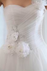 Elegant One Shoulder Straps Inexpensive Wedding Dress Puffy