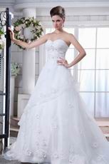 Sweetheart Crystals Appliqued Bottom White Wedding Dress Online