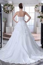 Sweetheart Crystals Appliqued Bottom White Wedding Dress Online