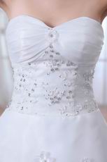 Sweetheart Crystals Appliqued Bottom White Wedding Dress Online