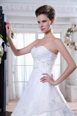 Sweetheart Crystals Appliqued Bottom White Wedding Dress Online